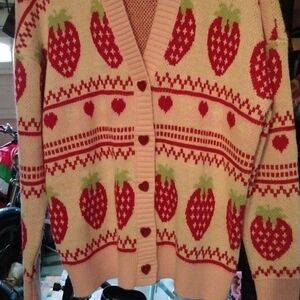 Sweet Society Strawberry Cardigan Women's Size XS